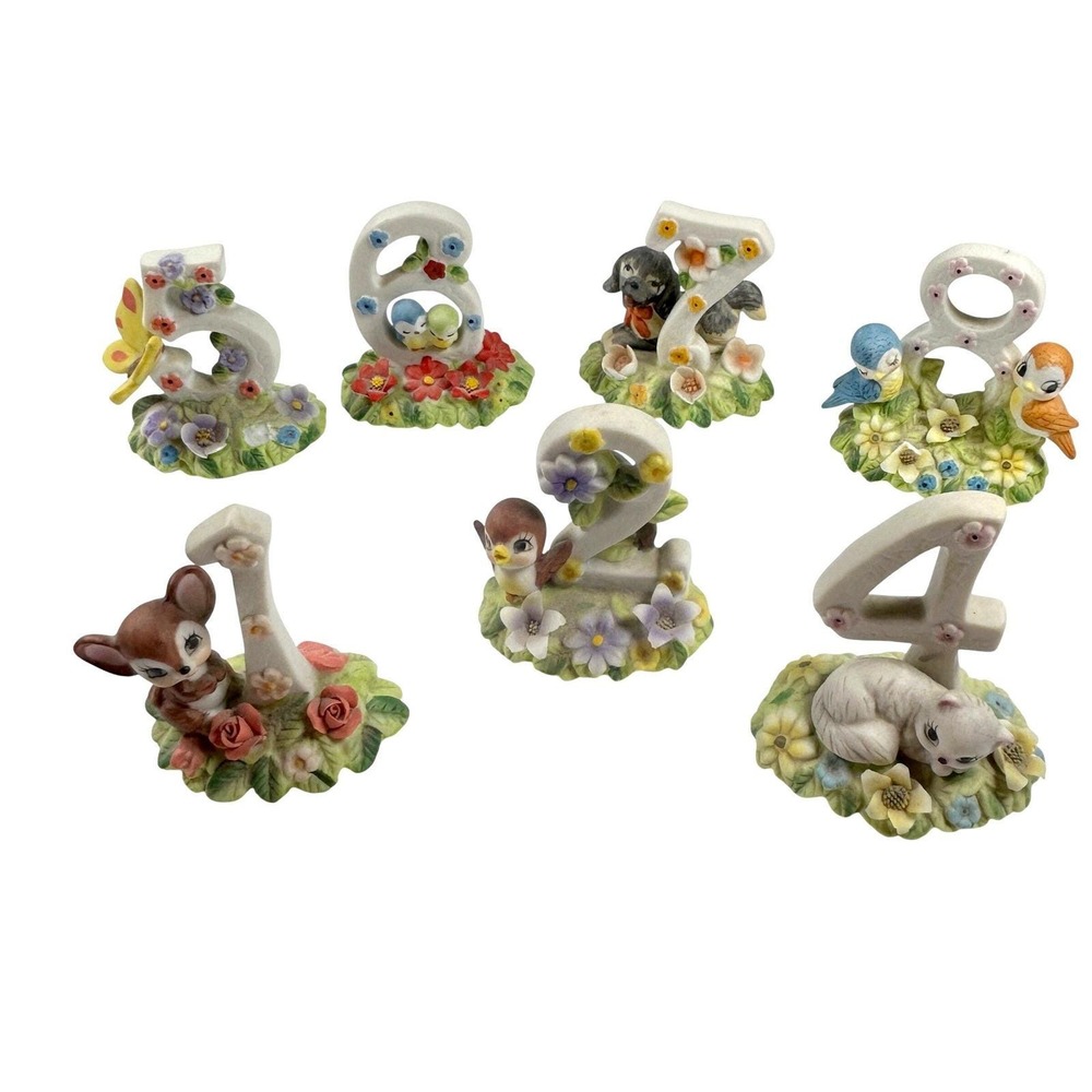 George Good Porcelain Birthday Number Cake Toppers‎ Set of 7 Vintage 1980s